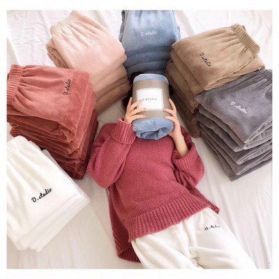 Quần ngủ nỉ bông Jogger quần mặc nhà lông cừu cực ấm Freesize dưới 60kg