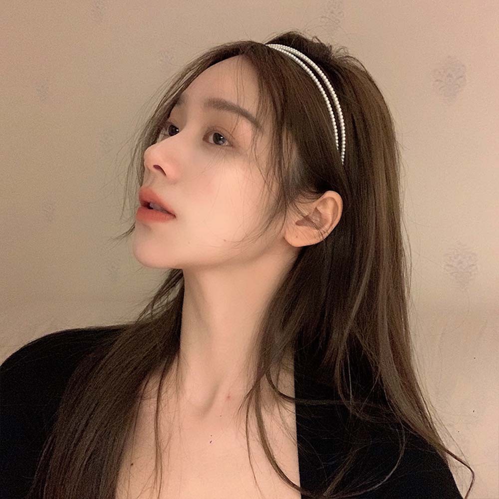 Băng Đô Ba Lớp Co Giãn Đính Hạt Ngọc Trai Thời Trang Hàn Quốc Cho Nữ