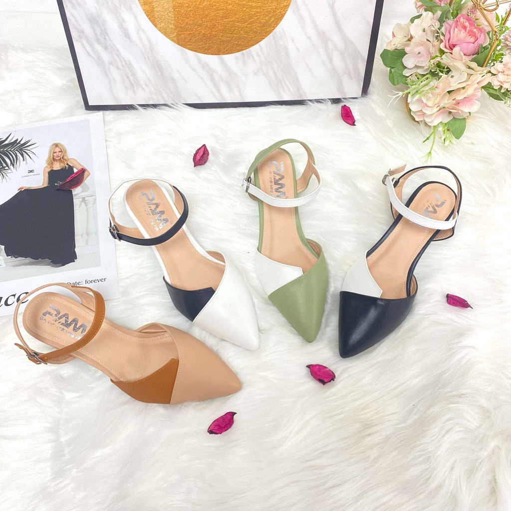 Giày Sandal Cao Gót Bít Mũi PAM Giày Việt - Chất Lượng Việt Gót Vuông Phối Viền Sang Chảnh 5cm - SDCGT902 - Size 35-39