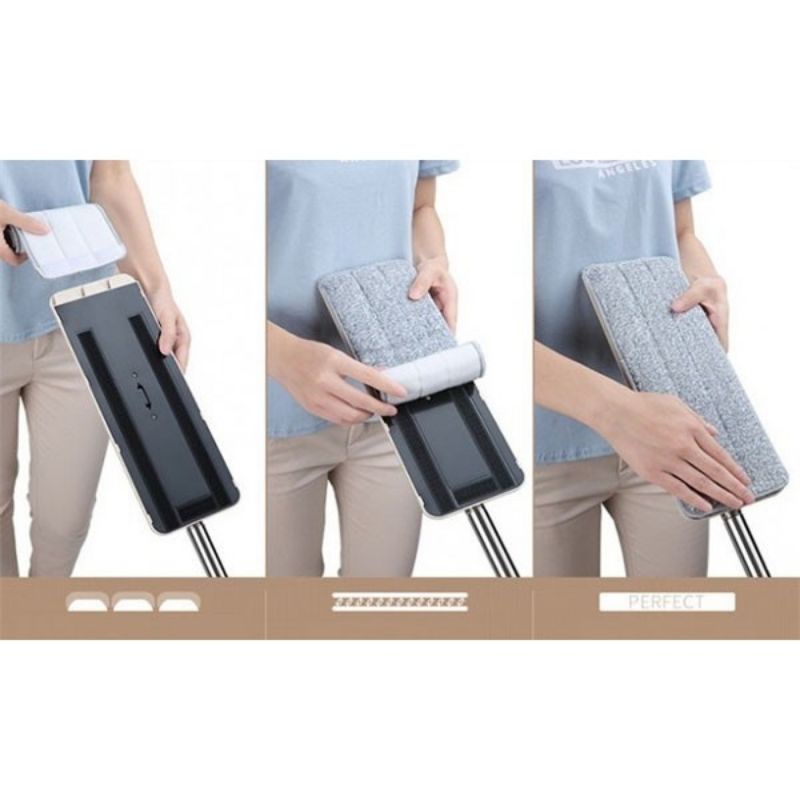 Bộ cây lau nhà 2 ngăn,chổi lau nhà thông minh tự vắt TẶNG Kèm 2 miếng lau siêu sạch