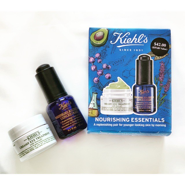 Set dưỡng da Kiehl's Nourishing Essentials (Kem mắt bơ + Serum Midnight)