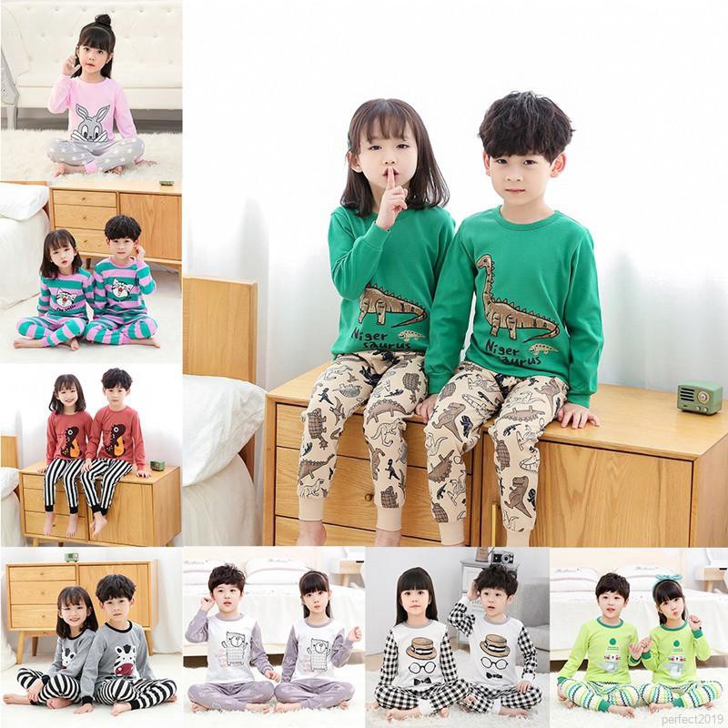 Set đồ bộ dài tay in họa tiết hoạt hình dễ thương dành cho các bé