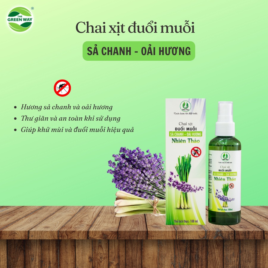 Chai xịt đuổi muỗi sả chanh và Oải hương NHIÊN THẢO - The GreenWay cung ứng