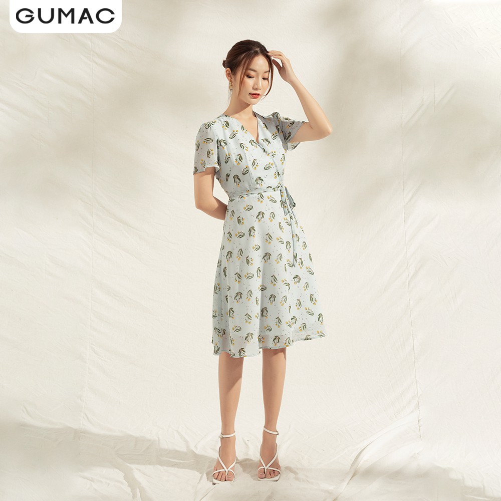 Đầm nữ họa tiết cổ V DA1107 GUMAC