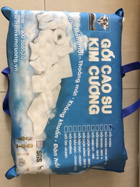 Gối Cao Su Massage Kim Cương 39x59x10cm - Gối Cao Su Tự Nhiên - Gối Cao Su Thiên Nhiên