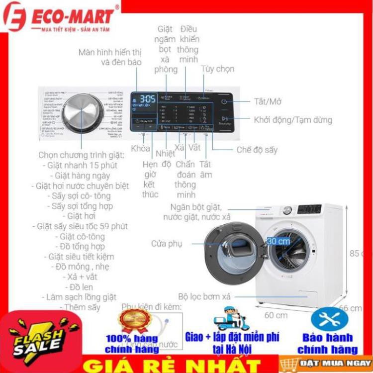 Máy giặt sấy Samsung AddWash Inverter Giặt 10.5 kg - Sấy 7 kg WD10N64FR2W/SV