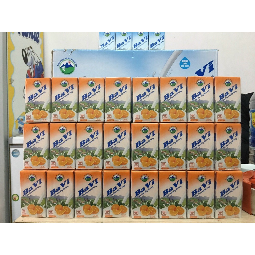 Thùng 48 Hộp Sữa Tươi Tiệt Trùng BA VÌ NÚI TẢN 180ml (Nguyên vị và vị cam)