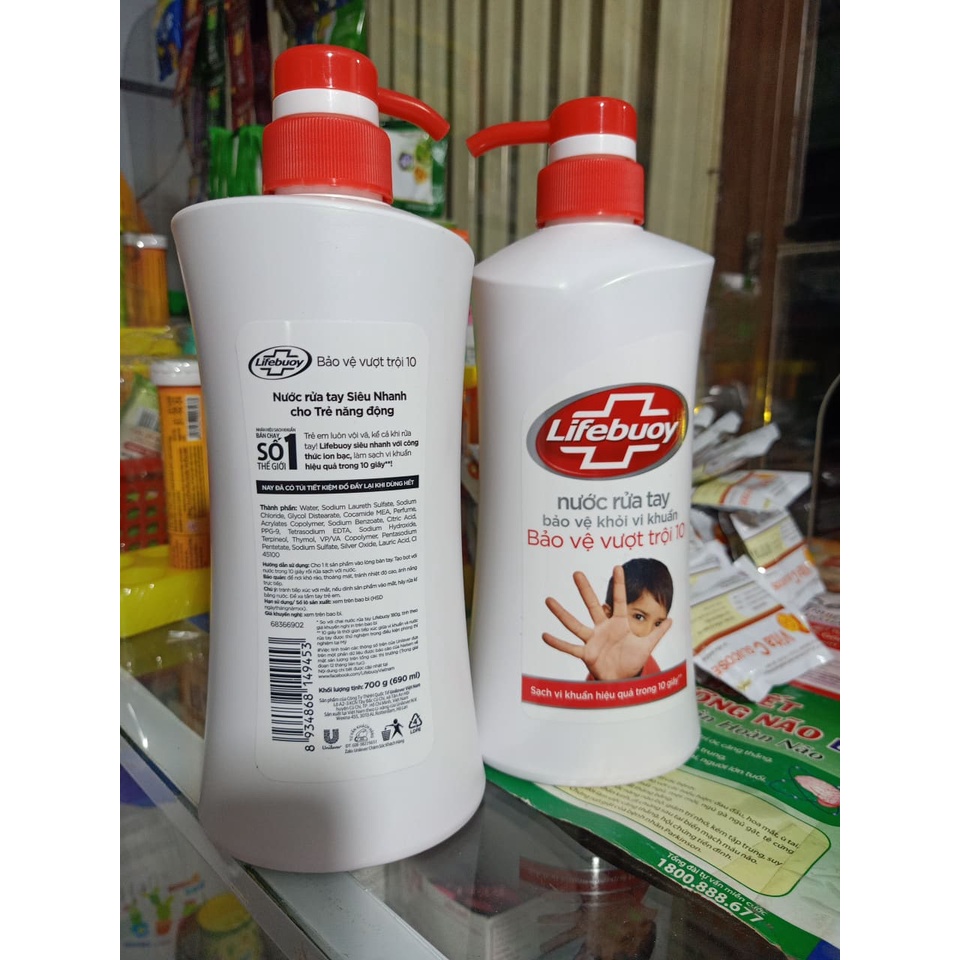 Nước Rửa Tay LIFEBUOY Diệt Khuẩn 99% 700 g Bảo Vệ Vượt Trội Chai lớn 700g
