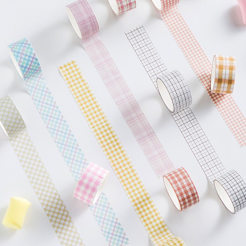 Washi tape set 4 cuộn Agugu kích thước 20mm x5m mầu kẻ