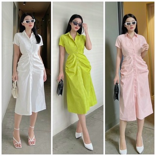 💕đầm sơmi cut eo nhún thân xd 💕gimi
