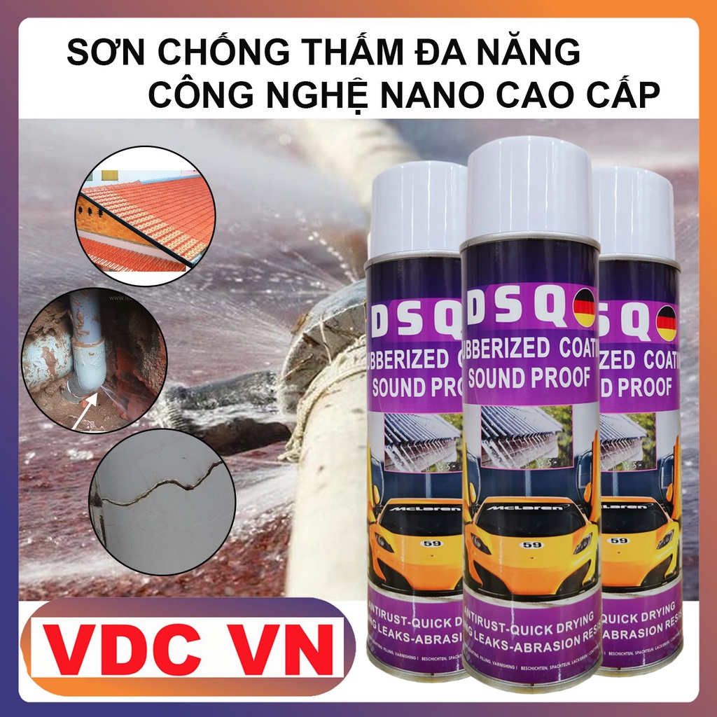 [700ML] Bình Xịt Chống Thấm Tường - Sơn Chống Thấm - Keo Chống Dột Mái Tôn - Ngói, Bể Cá, Đường Ống Rỉ Nước - DSQ