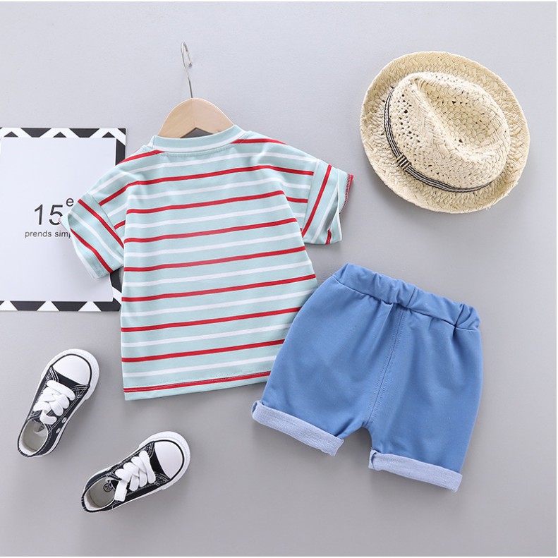 Bộ quần áo cộc Lion kẻ cho bé