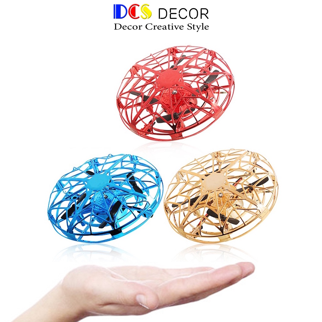 Đĩa bay UFO Điều khiển bằng tay không người lái có hệ thống cảm ứng LED, được làm bằng chất liệu nhựa ABS