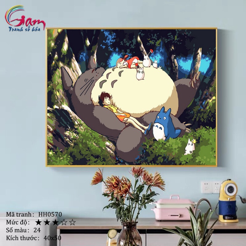 Tranh tự tô màu sơn dầu số hóa DIY - Mã HH0570 Totoro