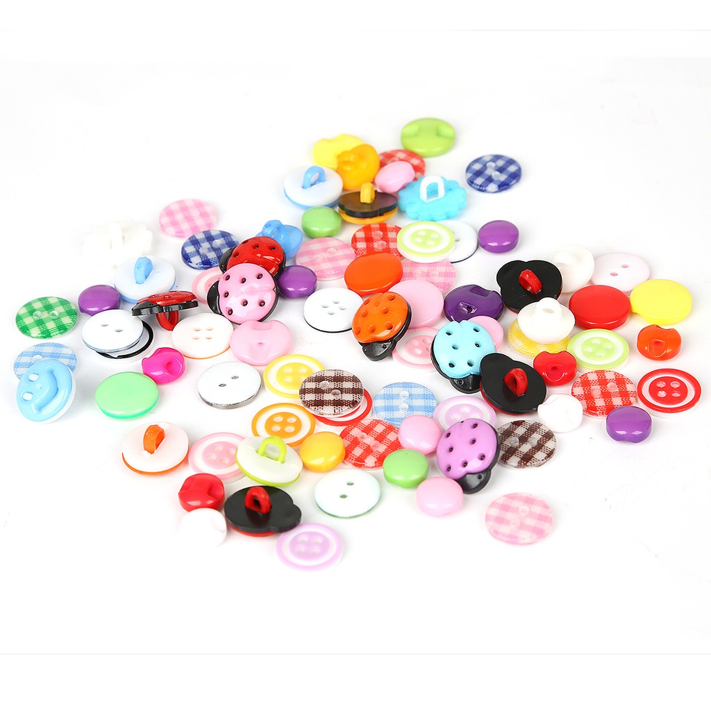Set 50 Nút Nhựa Hình Hoa Nhiều Màu Sắc