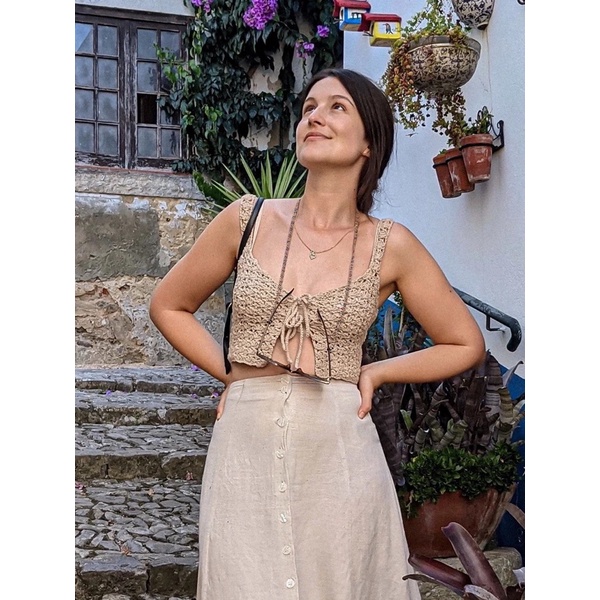🧶 croptop cột nơ ngực 👙 croptop len 🌈 bikini len móc