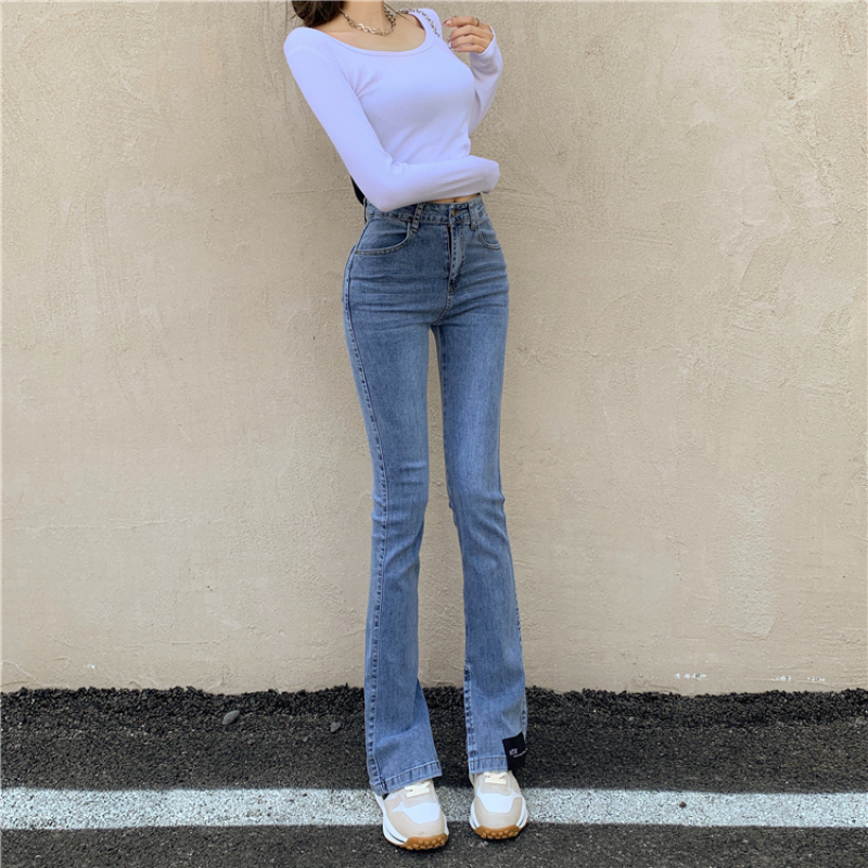 Quần Jeans Nữ Lưng Cao Ống Loe Thời Trang 2021