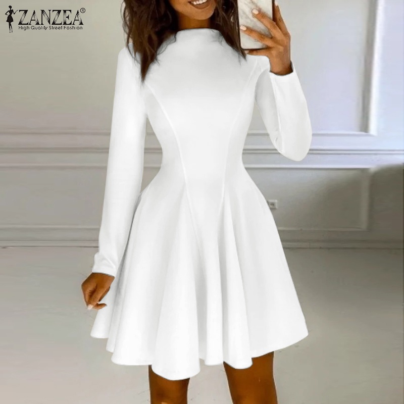 Đầm xòe Zanzea tay dài cổ tròn thời trang cho nữ