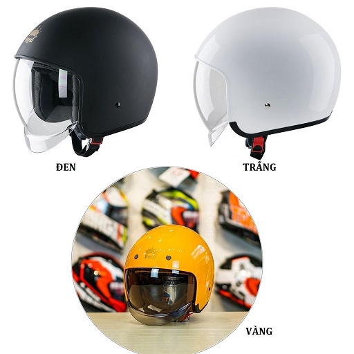 Mũ bảo hiểm 3/4 đầu Royal M139 kính âm trơn nhiều màu - Bảo hành 12 tháng