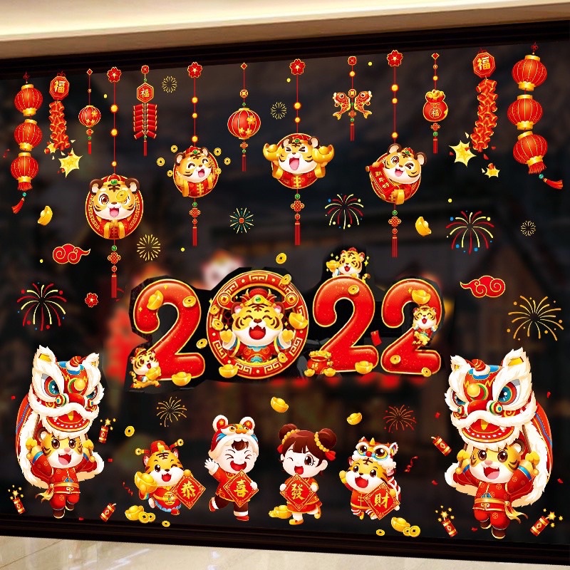 [HÀNG HOT] Decal dán tường trang trí tết - Tranh dán tường trang trí tết, năm mới có keo sẵn | BigBuy360 - bigbuy360.vn