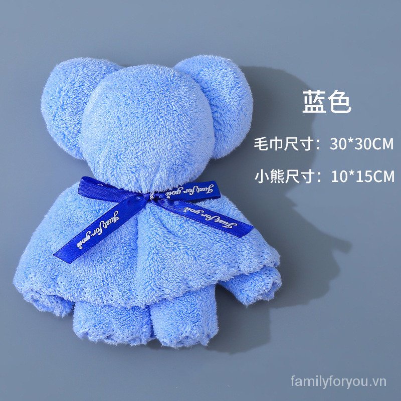 Khăn lông dệt san hô hình gấu dễ thương dùng làm quà tặng