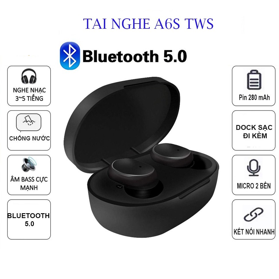 [Hàng Hot] Tai Nghe Xiaomi Không Dây Mipost A6S TWS Bluetooth 5.0 Chống Ồn - Chống Nước - Phong Cách Thể Thao