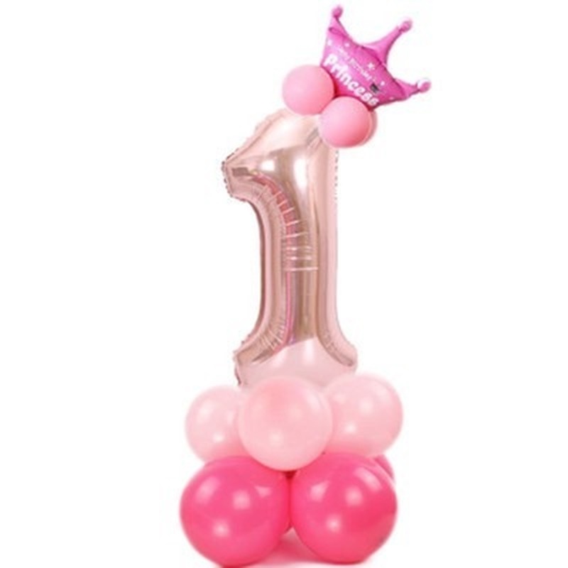 Bong bóng số 0-9 màu vàng hồng trang trí tiệc sinh nhật 18th