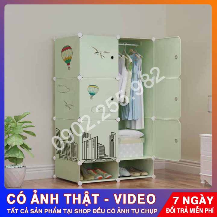 [RẺ NHẤT SHOPEE] TỦ ĐỂ QUẦN ÁO BÊN TRÊN KẾT HỢP TỦ GIẦY BÊN DƯỚI CỬA HỌA TIẾT KẾT HỢP CỬA TRẮNG TRONG MẪU 6 Ô LỚN