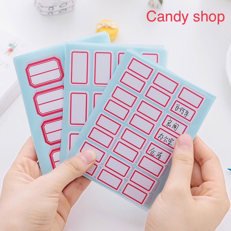 Bộ 12 tờ Sticker Name kẻ ô
