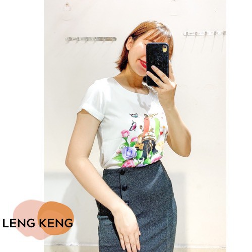 Áo họa tiết hoa cổ tròn - A002