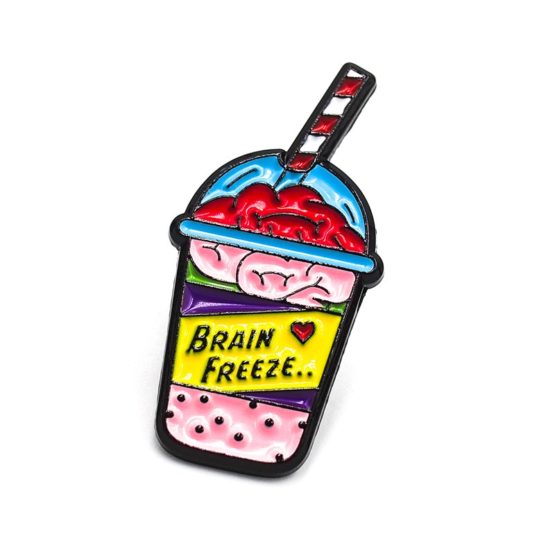 Ghim cài áo Enamel Pin STICKER FACTORY - Chủ đề Ly chữ BRAIN FREEZE