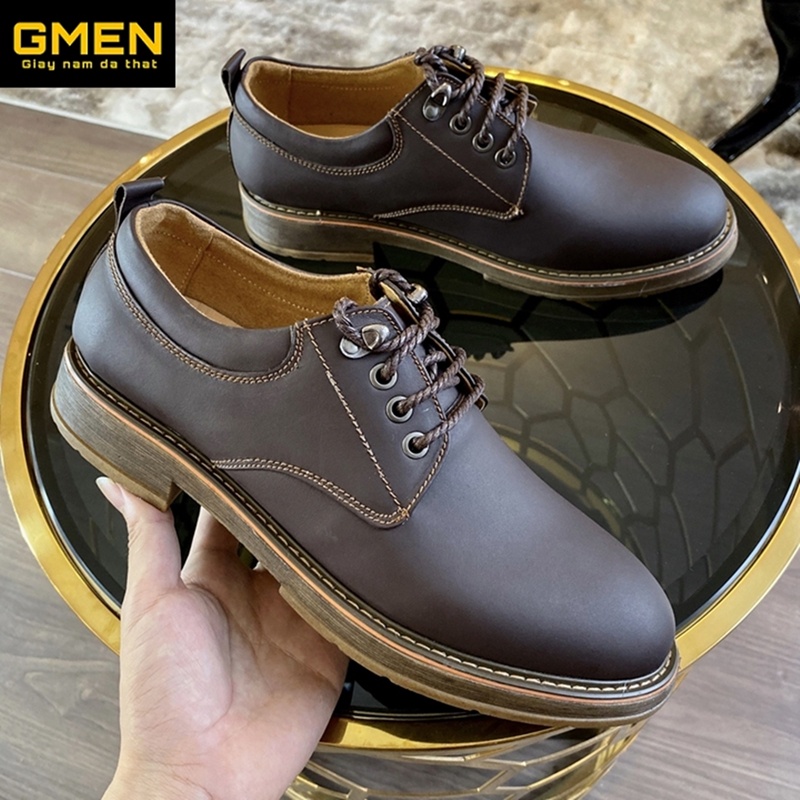 Giày da nam buộc dây cao cấp phong cách trẻ trung bảo hành 1 năm GM555