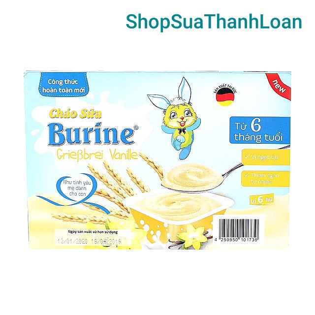 [GIAO HỎA TỐC] Cháo sữa Burine PUDING VANILLA - Lốc 6 Hủ X 50g