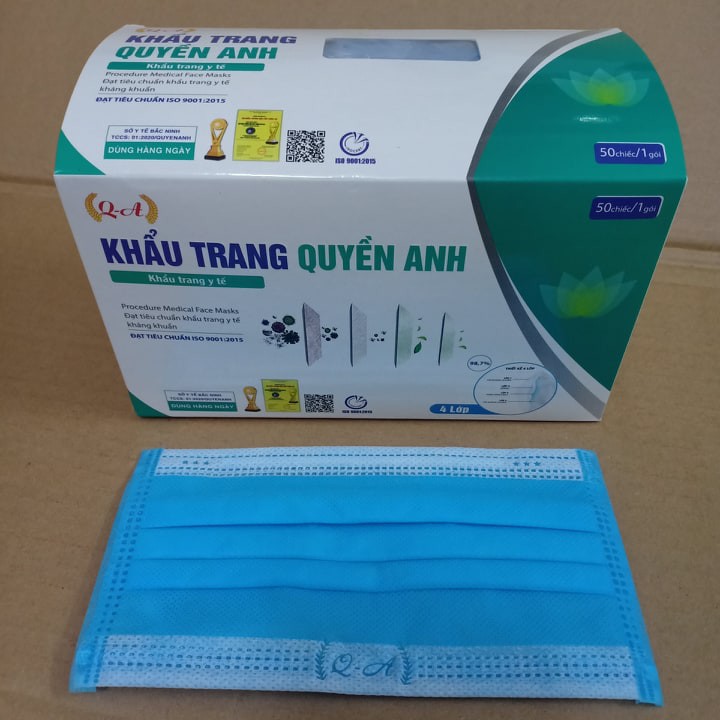 Khẩu trang y tế 4 lớp Quyền Anh (Hộp 50 cái)