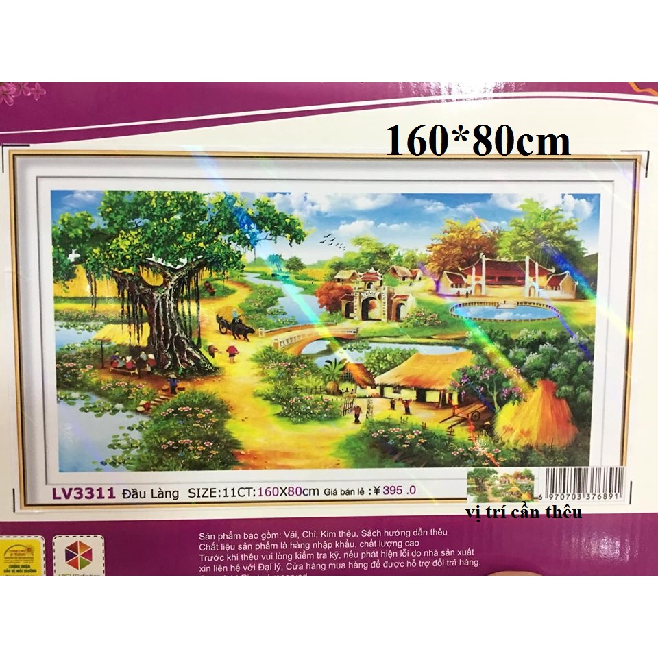 Tranh thêu chữ thập phong cảnh làng quê cây đa giếng nước sân đình MN0095 MN0096 MN0097 LV3311 LV3310 LV3312