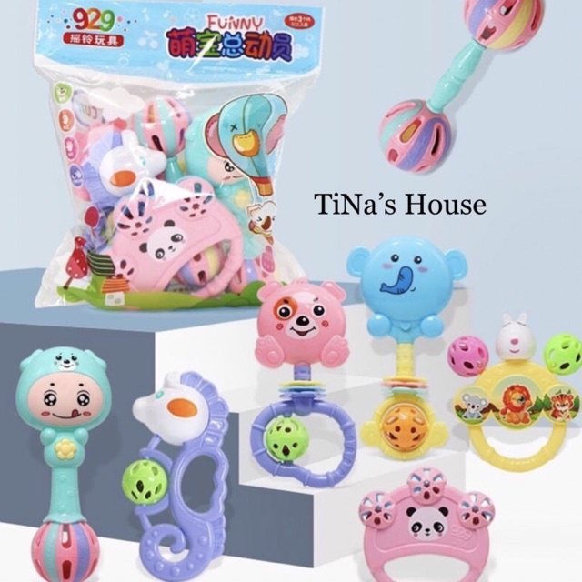 Bộ đồ chơi lục lạc, xúc xắc gặm nướu an toàn cho cho bé - TiNa’s House