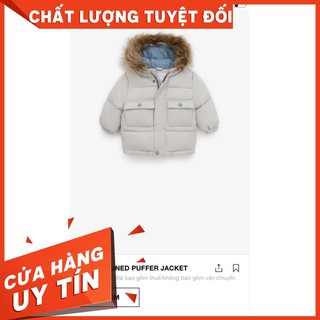 [THANH LÍ GIÁ NHẬP] Áo khoác phao mũ lông Zara xanh xám