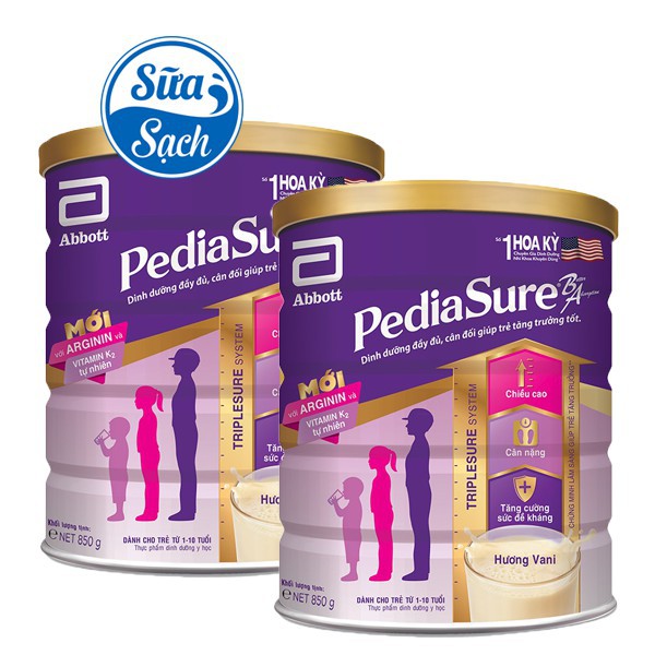 [GIÁ TỐT] Combo 2 lon Sữa Bột Pediasure B/A Hương Vani 850gr date mới