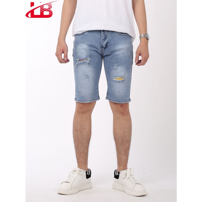 Quần Short Jean Nam Lb Chất Jean Cotton Co Giãn Tốt,phom Body, Trẻ Trung, Cá Tính Xl21066