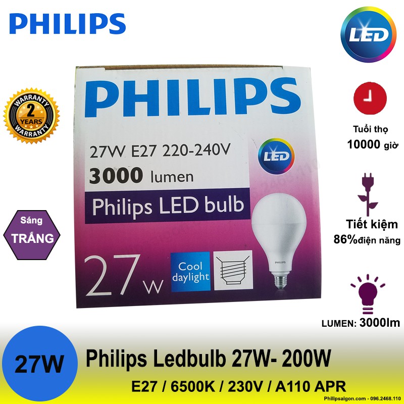 Bóng đèn Philips LEDBulb 27W - 200W E27 6500K 230V A110 APR | BigBuy360 - bigbuy360.vn