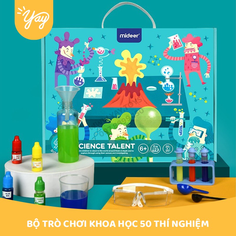 [ CÓ HƯỚNG DẪN TIẾNG VIỆT ] Bộ Trò Chơi Khoa Học 50 Thí Nghiệm Cho Trẻ 6+ Science Talent Mideer MD0128