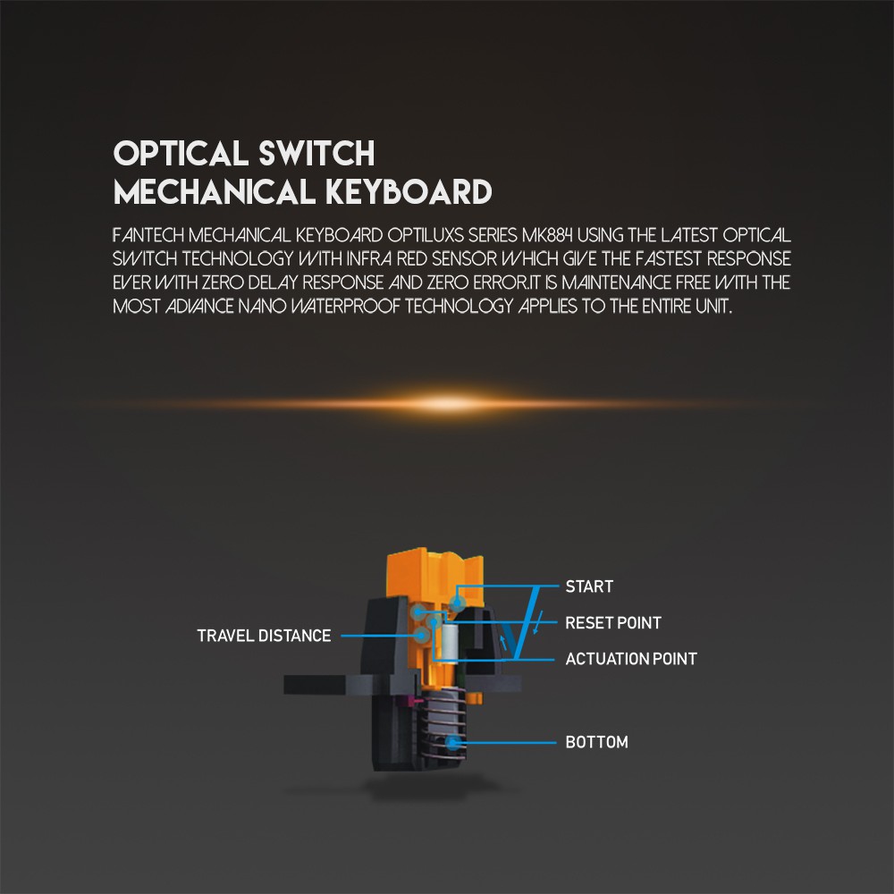 Bàn Phím Cơ Gaming Full-sized Có Dây Fantech MK884 OPTILUX Outemu Optical Switch LED RGB