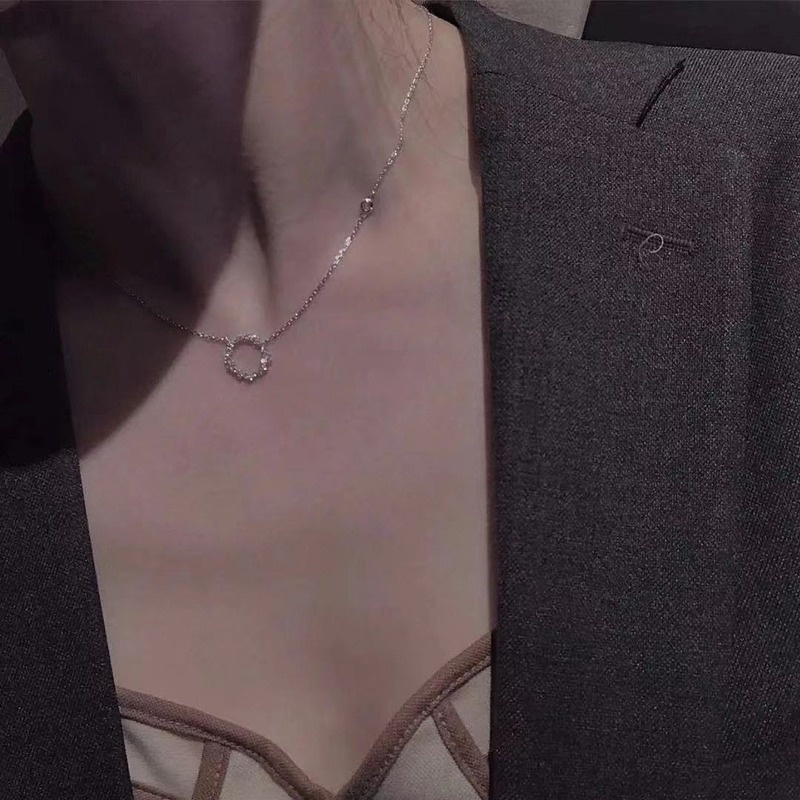Dây Chuyền Mặt Tròn Nhỏ Đính Đá Zircon Phong Cách Hàn Quốc Độc Đáo 210825