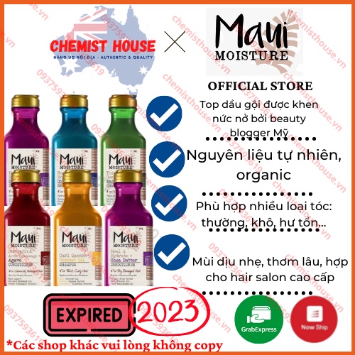 Cặp dầu GỘI XẢ thiên nhiên DÀNH CHO TÓC KHÔ, XOĂN MAUI Moisture Hair Care cao cấp Hot trend Tiktok