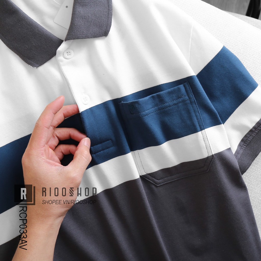 Áo phông nam có túi có cổ cao cấp phối màu đẹp RCP033AV - áo polo nam cotton Riooshop | BigBuy360 - bigbuy360.vn