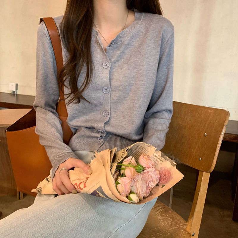 Áo cardigan trơn nhiều màu phong cách basic