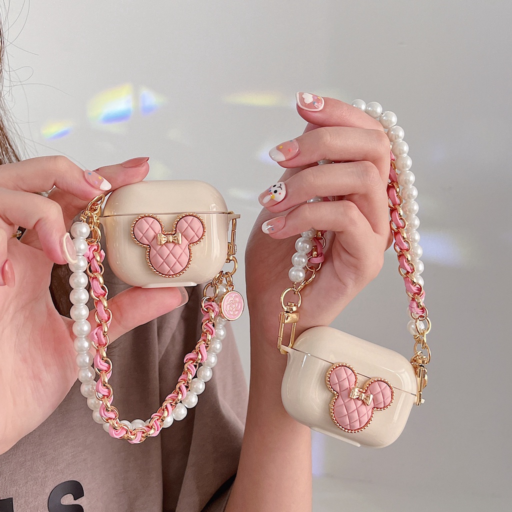 Vỏ Bảo Vệ Hộp Sạc Tai Nghe airpods 1 2 pro Bằng tpu Mềm Hình Đầu mickey Màu Trắng Hoạt Hình