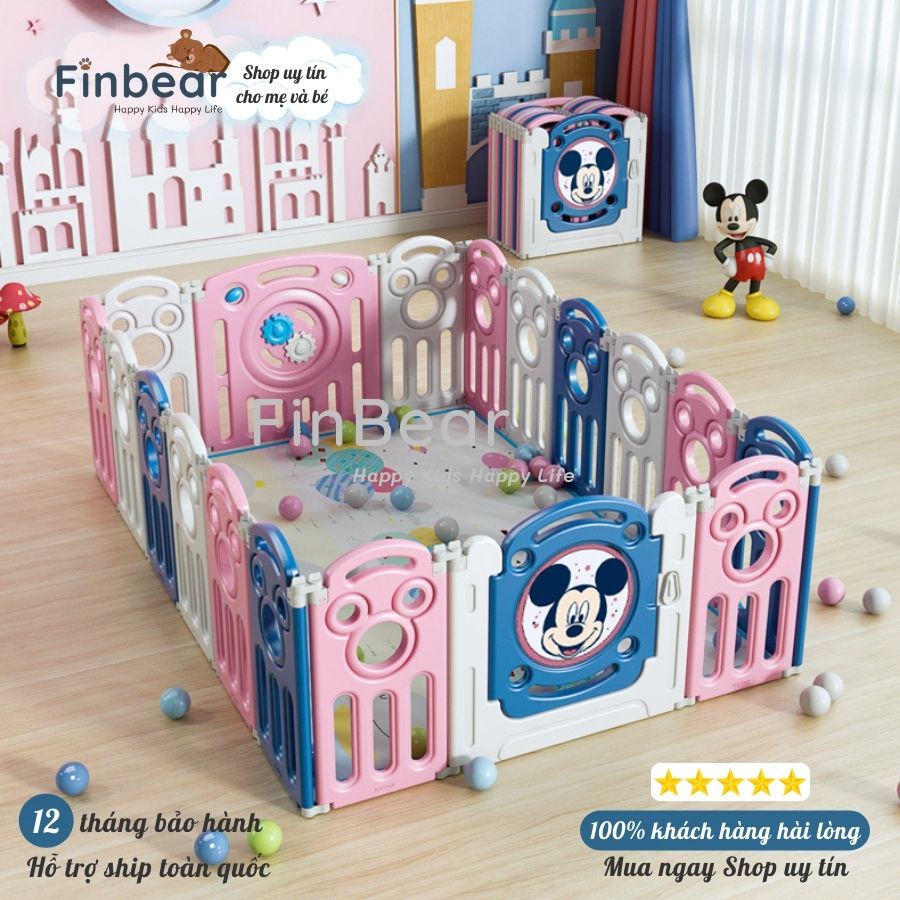 Quây cũi nhựa gấp gọn Pakey Mickey, nhiều kích thước sẵn 2 màu đáng yêu cho bé FINBEAR