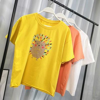 Áo thun ngắn tay in hình phong cách mùa hè cho nữ