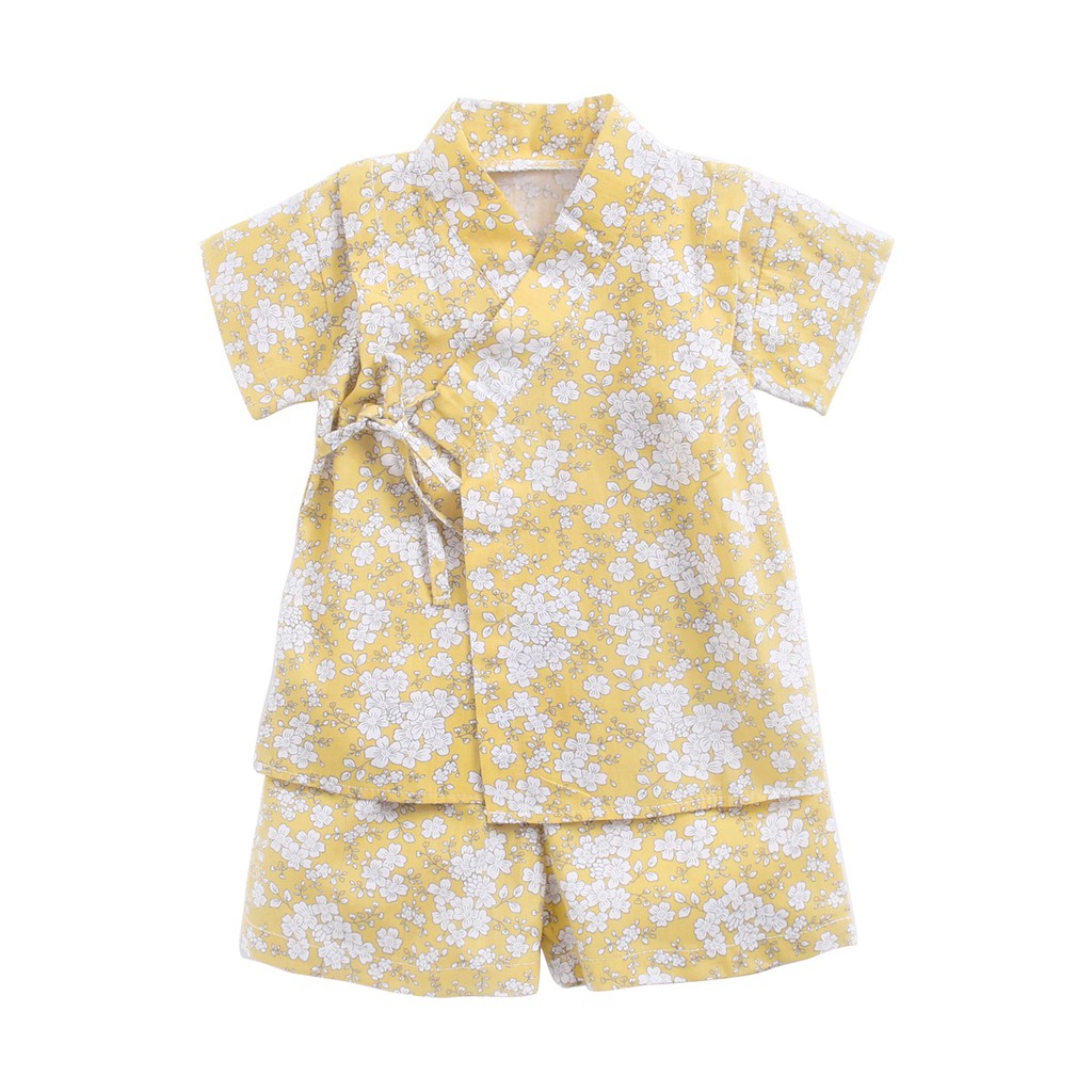 Bộ Quần Áo Sanlutoz Từ Cotton Màu Vàng In Hoa Thời Trang Mùa Hè Cho Bé Sơ Sinh